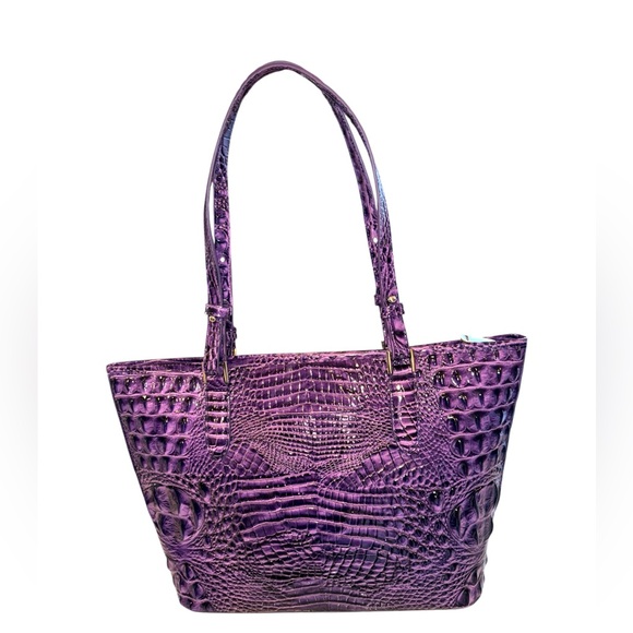 Brahmin Medium Asher Tote Amethyst Purple Melbourne Croc Embossed Leather NWOT - Picture 6 of 15